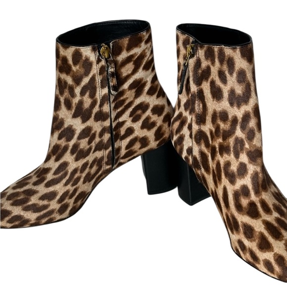 Tory Burch Brooke Leopard Print Calf Hair Side Zip Ankle Booties - Picture 4 of 9